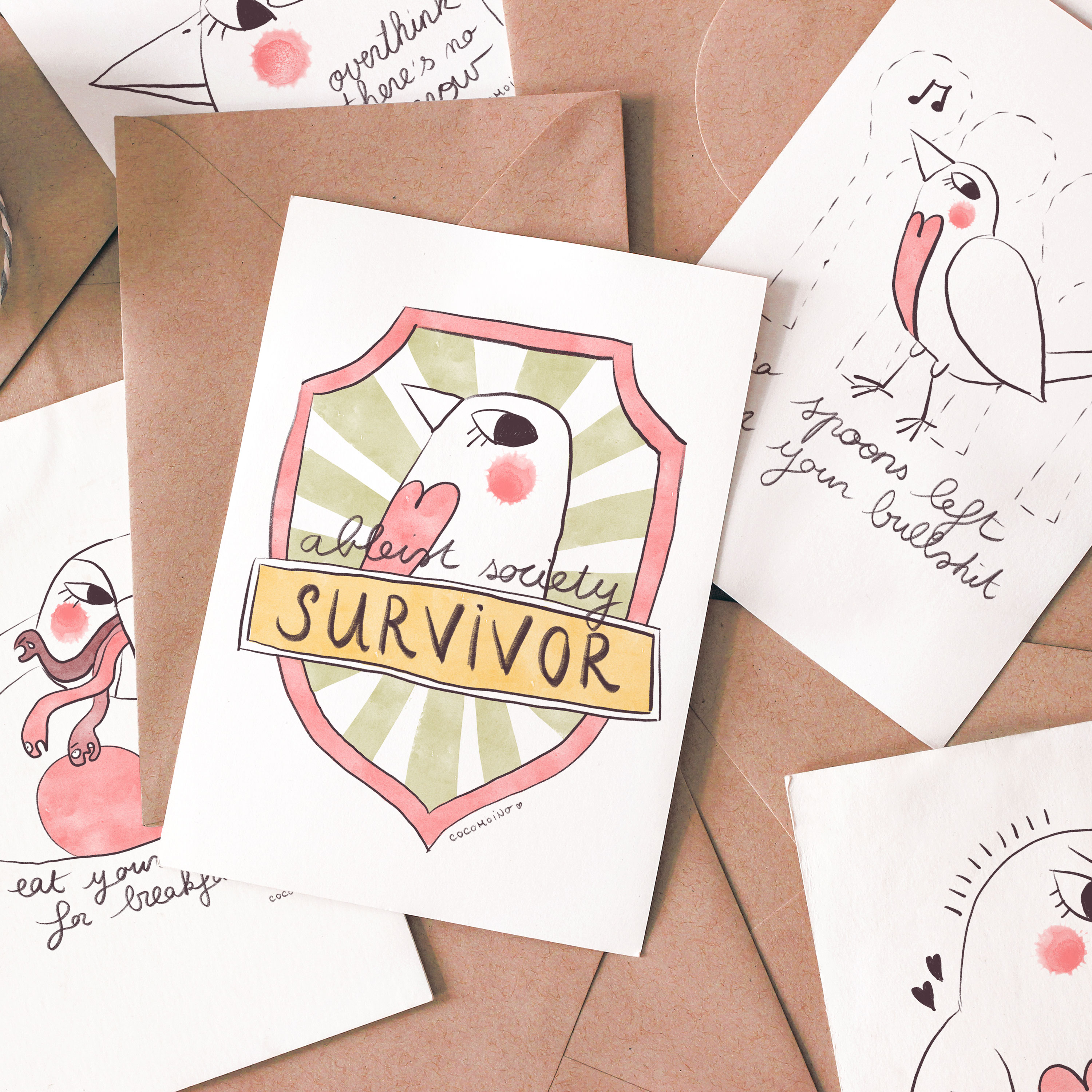 Birds against bullshit postcards